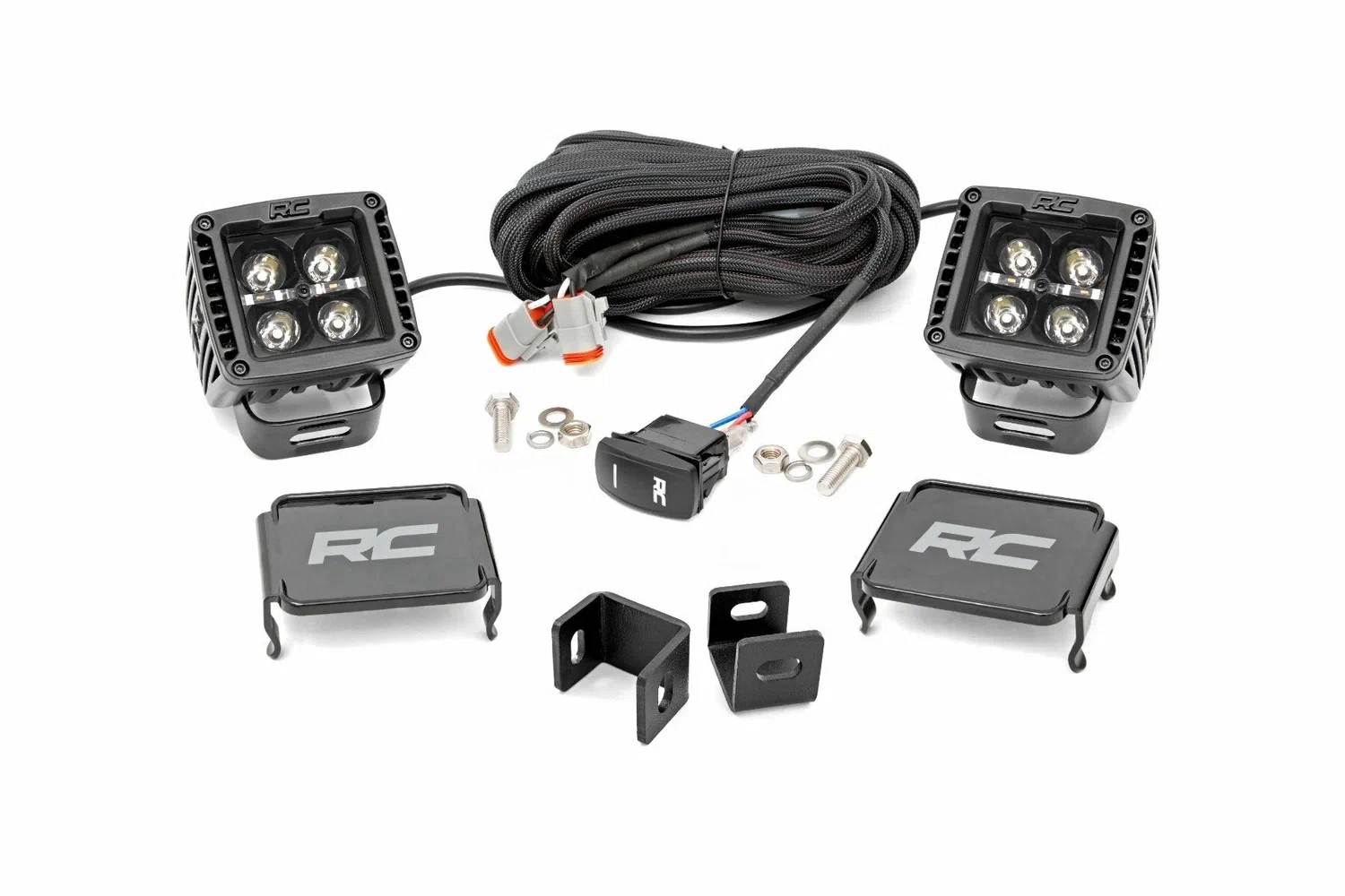 Fits Toyota Tundra(22-24) LED Light Ditch Mount 2_ Black Pair White DRL 71073